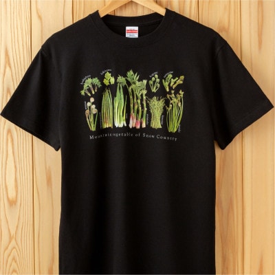 着る山菜!【山菜図鑑Tシャツ・ブラック】Mサイズ