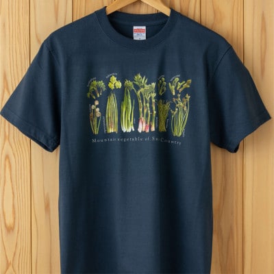着る山菜!【山菜図鑑Tシャツ・インディゴ】Mサイズ