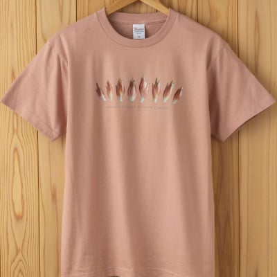 着る山菜!【みょうがTシャツ・ダスティピンク】Lサイズ