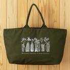 着る山菜!【山菜図鑑トラベルトートバッグ・グリーンオリーブ】