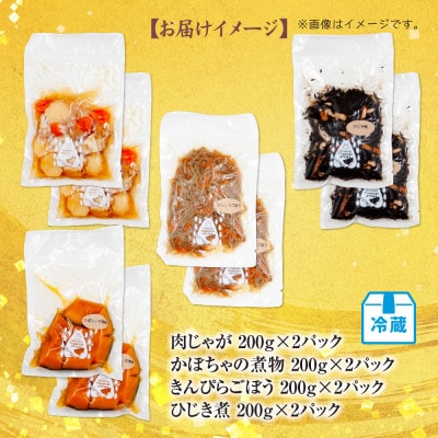 手作りお惣菜4種 肉じゃが かぼちゃの煮物 きんぴらごぼう ひじき煮 各200g×2パック 冷蔵