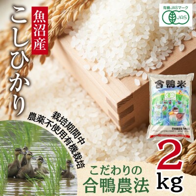 魚沼産 コシヒカリ 2kg 栽培期間中農薬不使用 あいがも農法 有機栽培米 新潟県十日町市