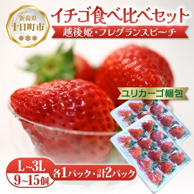新潟県 十日町市産 いちご食べ比べセット(越後姫・フレグランスピーチ)各1パック 計2パック