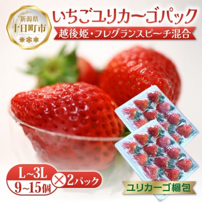 十日町産 いちご 越後姫・フレグランスピーチ混合 350g×2パック(いちごユリカーゴパック梱包)