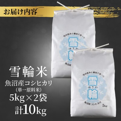 【棚田米】 魚沼産 コシヒカリ 「雪輪米」精米 5kg×2袋 10kg 新潟県 十日町市