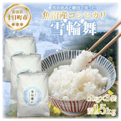 【棚田米】 魚沼産 コシヒカリ 「雪輪舞」精米 5kg×3袋 15kg 新潟県 十日町市
