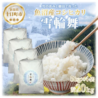 【棚田米】 魚沼産 コシヒカリ 「雪輪舞」精米 5kg×4袋 20kg 新潟県 十日町市
