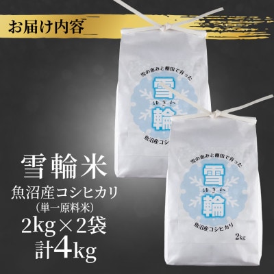 【棚田米】 魚沼産 コシヒカリ 「雪輪米」精米 2kg×2袋 4kg 新潟県 十日町市
