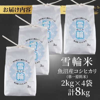 【棚田米】 魚沼産 コシヒカリ 「雪輪米」精米 2kg ×4袋 8kg 新潟県 十日町市