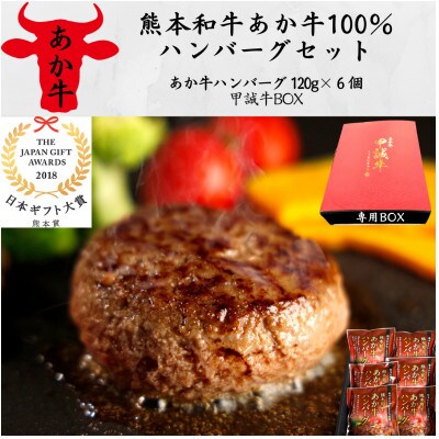 あか牛100%ハンバーグセット(あか牛ハンバーグ120g×6個)専用ボックス入り(湯前町)