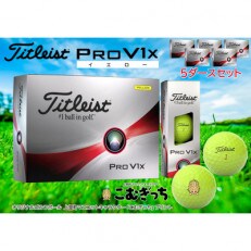 タイトリスト　プロV1X　イエロー　5ダース　こむぎっちマーク入りゴルフボール