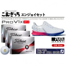 タイトリストプロV1X　3ダース　フットジョイシューズ　ホワイト×ブルー26.5cmエンジョイセット