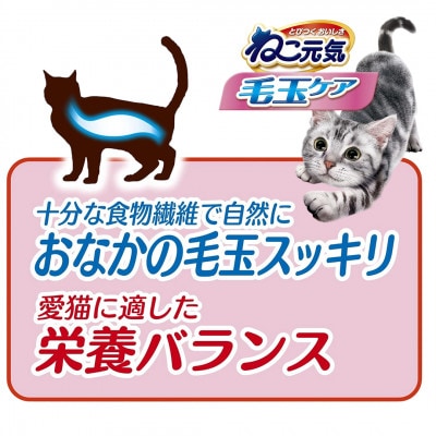 ねこ元気 毛玉ケア まぐろ チキン 緑黄色野菜入り 1.8kg×6袋 キャットフード 国産