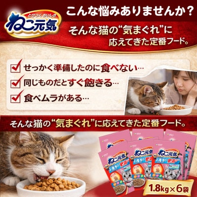 ねこ元気 毛玉ケア 肥満が気になる猫用 まぐろ・チキン・緑黄色野菜入り 1.8kg×6袋 国産