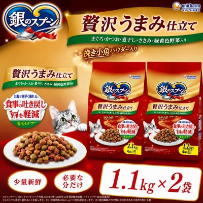 銀のスプーン 贅沢うまみ仕立て 食事の吐き戻し軽減フード ささみ・緑黄色野菜入り 1.1kg×2袋