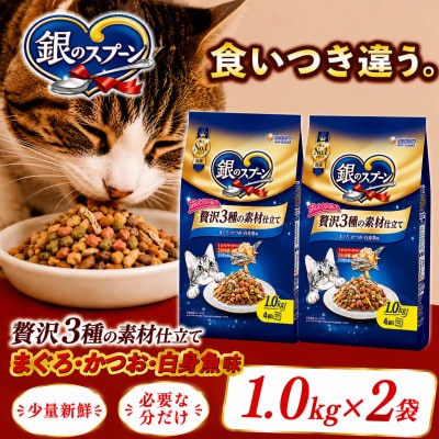 銀のスプーン 贅沢3種の素材仕立て まぐろ・かつお・白身魚味 1.0kg×2袋