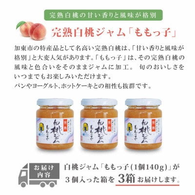桃ジャム「ももっ子」140g×3個入り　3箱