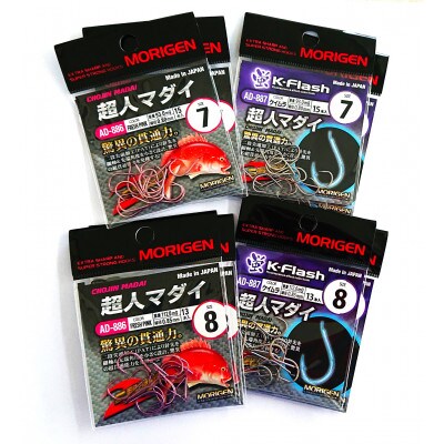 もりげん(MORIGEN)　釣針　超人マダイ　8枚セット(7号/各色2枚・8号/各色2枚)