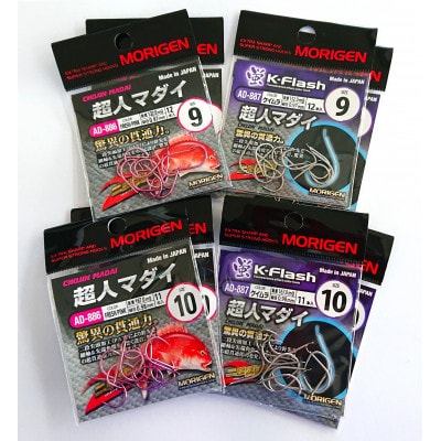 もりげん(MORIGEN)　釣針　超人マダイ　8枚セット(9号/各色2枚・10号/各色2枚)