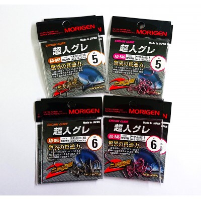 もりげん(MORIGEN)　釣針　超人グレ　8枚セット(5号/各色2枚・6号/各色2枚)