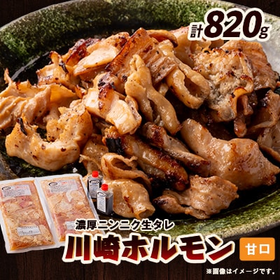 川崎ホルモン 計820g(2～3人前410g×2袋)(濃厚ニンニク生タレ『甘口』付き)