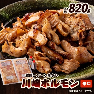 川崎ホルモン 計820g(2～3人前410g×2袋)(濃厚ニンニク生タレ『辛口』付き)