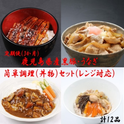 定期便(3ヶ月連続) 鹿児島県産黒豚・うなぎ 簡単調理(丼物)セット(レンジ対応) CS-809