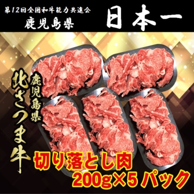 北さつま牛 切り落とし　合計1kg(200g×5パック) AS-2034
