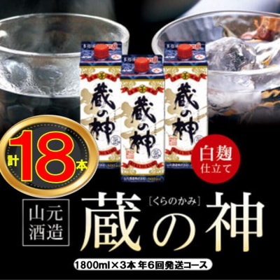 【6回定期便】蔵の神パック(25度)1800ml&times;3本&times;6回 JS-305