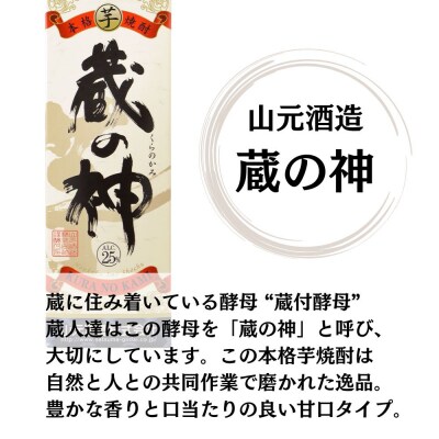 蔵の神・黒蔵の神 芋焼酎 25度 1800mlパック×各1本(計2本) 山元酒造 焼酎 AS-790