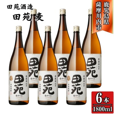 田苑 白ラベル 麦焼酎 25度 1800ml×6本 田苑酒造 焼酎 麦焼酎 おすすめ DSR-631