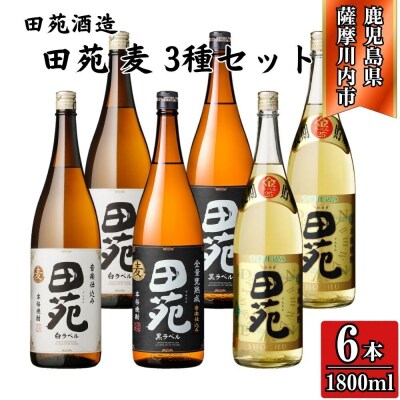 田苑 白・黒・金 麦焼酎25度 1800ml×各2本(計6本) 田苑酒造 麦焼酎 麦 DSR-920