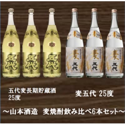 山元酒造 麦焼酎飲み比べ6本セット 大 1.8L×6本 ES-026