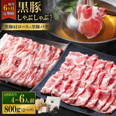 6回定期便 SATSUMA温泉水の黒豚しゃぶしゃぶセット4～6人前 黒豚バラ,肩ロース JS-420