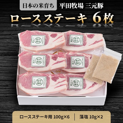日本の米育ち平田牧場三元豚ロースステーキ　100g×6パック