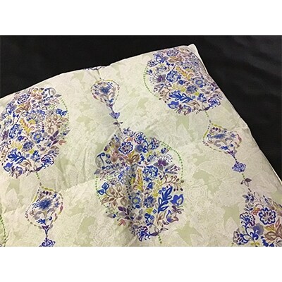 立体キルトで暖かい　羽毛ふとん(シングル)　ホワイトダックダウン85%　1.2kg入　ブルー
