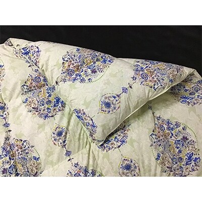 立体キルトで暖かい　羽毛ふとん(シングル)　ホワイトダックダウン85%　1.2kg入　ブルー