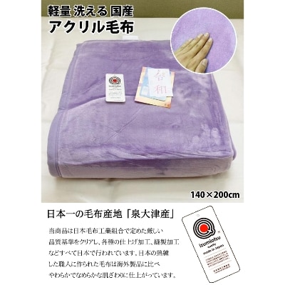 幸せの紫毛布　新合繊マイヤー毛布　シングル　(ニューマイヤー)　ラヴェンダー色　KM12000