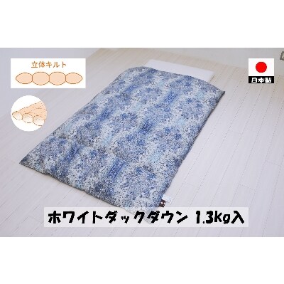 立体キルトで暖かい　シングルサイズ　羽毛ふとん　ホワイトダック85%　1.3kg入　B色