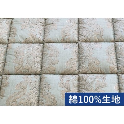 英国羊毛100%わた入り　敷パッド　シングル　ブルー　K04J3720SEWB