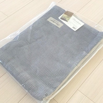 ひんやり　ワッフルガーゼ　ケット　シングル【旭化成のベンベルグ(R)と綿のコラボケット】 ネイビー