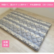 冬は暖か、夏はカラッと!羊毛混三層　敷布団　セミダブルサイズ　ブルー　K0456068SD35B
