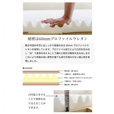 マチ付ボリュームタイプ羊毛敷ふとん　シングル　ブルー　K0425997EMB