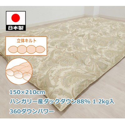 立体　羽毛ふとん(SL)　ハンガリー産ダックダウン　グリーン　K055322HD12GR