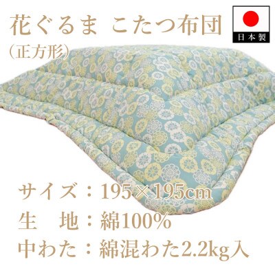 伝統美をいかした　民芸調こたつふとん　花ぐるま　掛(正方形)　K08A36000-201