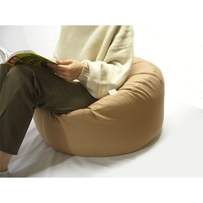 日本製　癒しのビーズクッション　クイーン　直径70cm　ベージュカバー付き