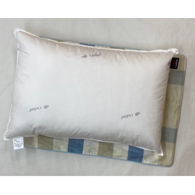 肌温度調整　アウトラストウォッシャブル枕　大(43x63cm)1個　枕カバーブルー2枚(マドラス柄)