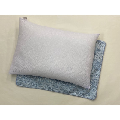 高さ調節簡単　パイプ枕　大(43x63cm)1個　枕カバー　ブルー2枚(リーブ柄)