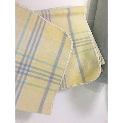 ウール100%毛布　同色2枚　チェック　イエロー