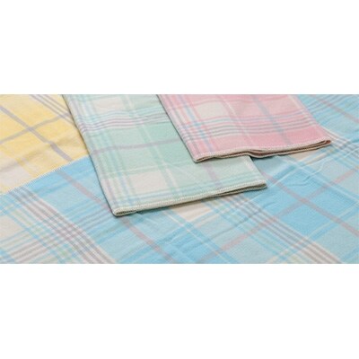 ウール100%毛布　同色2枚　チェック　イエロー